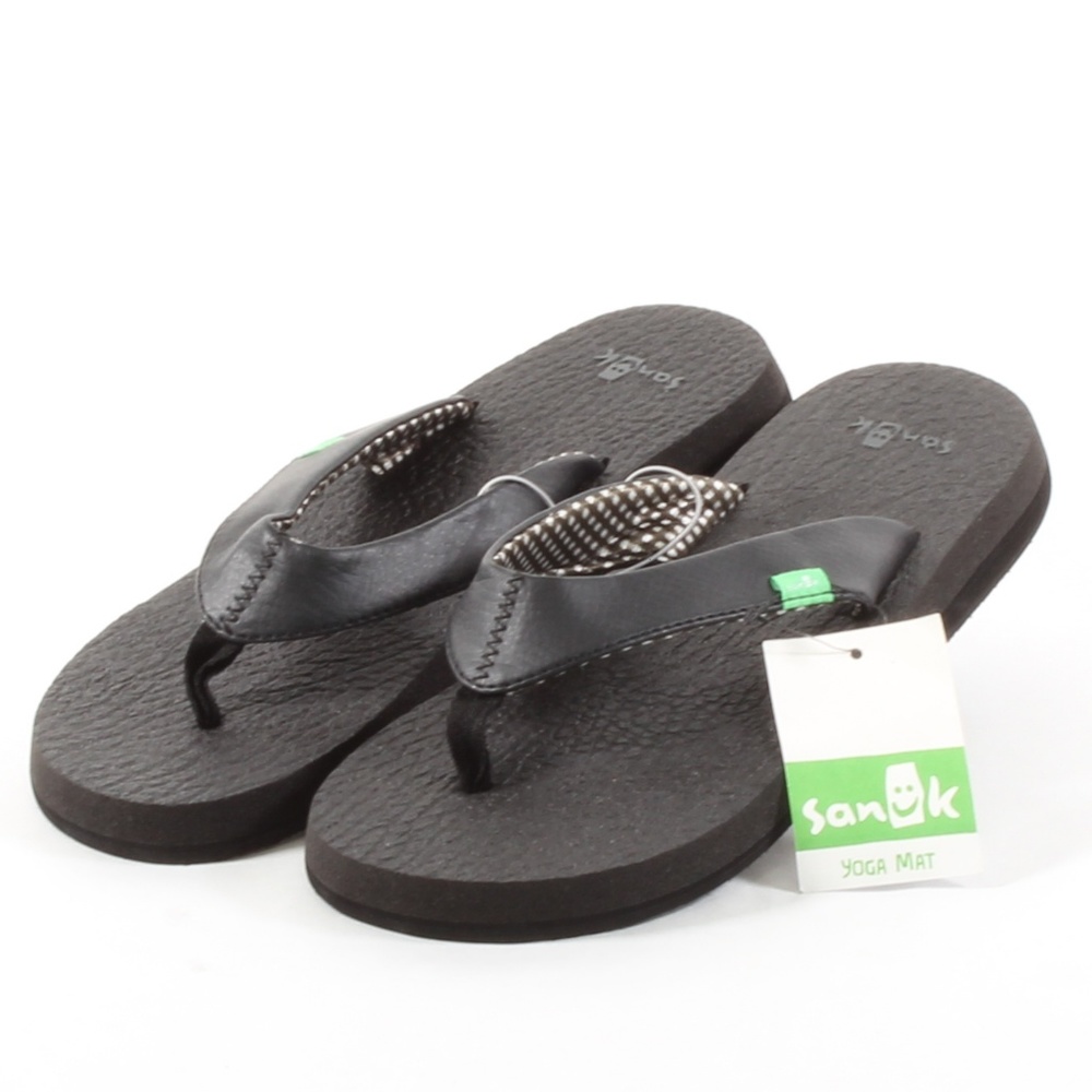 Sanuk Yoga Mat Flipflop Womens Thong Sandals Black - Picture 2 of 8